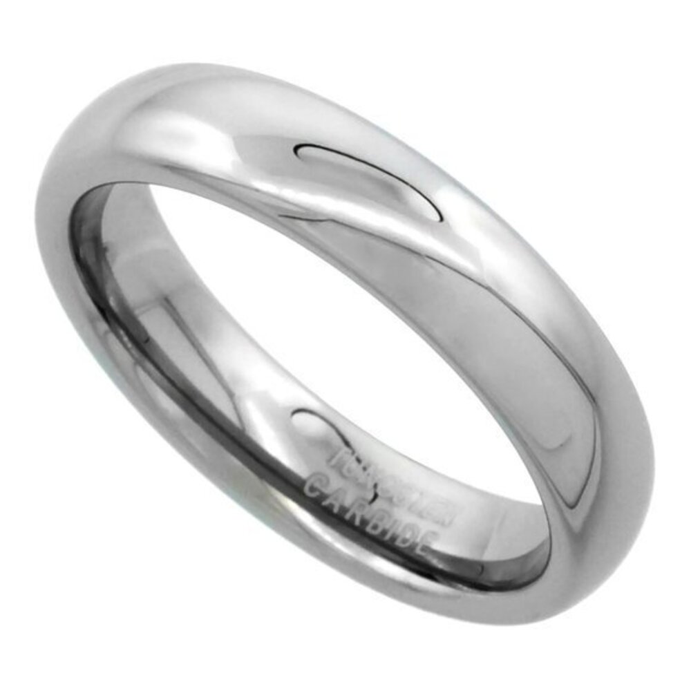 Tungsten Carbide 5mm Comfort Fit Domed Wedding Band Ring for Him & Her